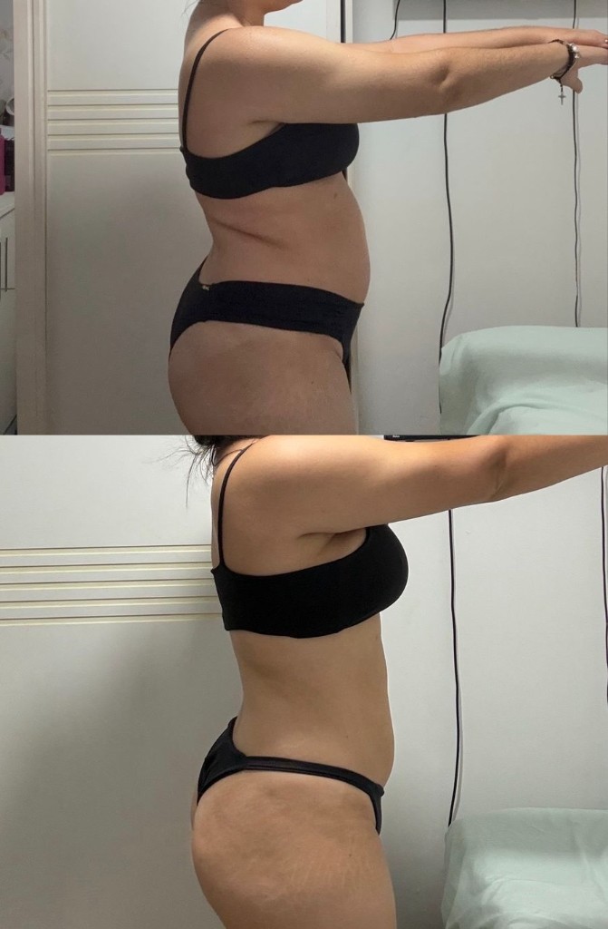 Transformação corporal antes e depois do desafio